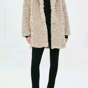 Zara trf collection cream teddy boho coat